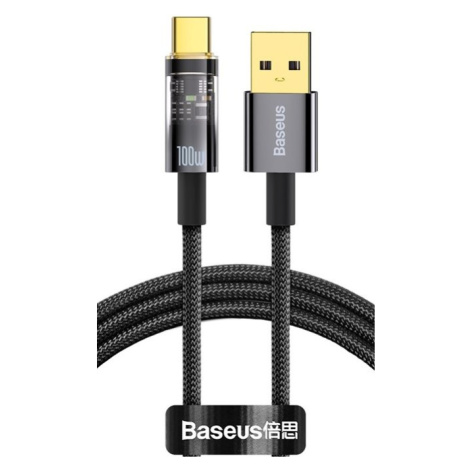 Kábel Baseus Explorer CATS000201, rýchle nabíjanie, dátový, USB - USB-C 100W, 1m, čierny