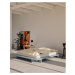 Svetlomodrá dvojlôžková posteľ z borovicového dreva s roštom 180x200 cm Japan – Karup Design