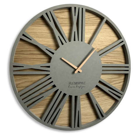 Nástenné drevené hodiny Roman Loft Flex z213-1ad-dx, 50 cm