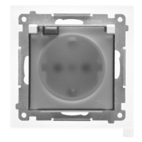Zásuvka 2P+Z/16A/250V IP44 s krytkou (transparent) (PS) SCHUKO biela matná SIMON55 (Simon)
