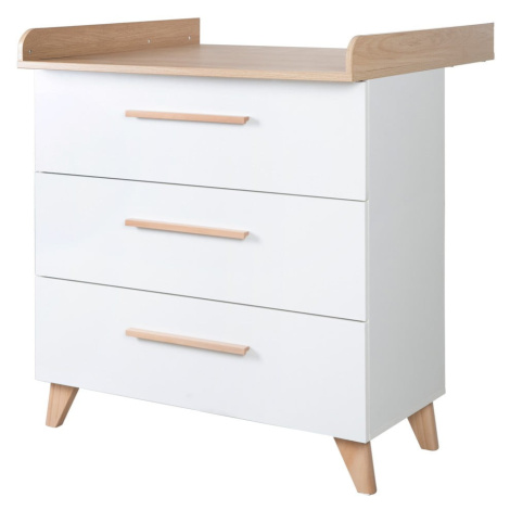 Biela detská komoda s prebaľovacím pultom v dekore duba 88,5x99x76 cm Léon – Roba