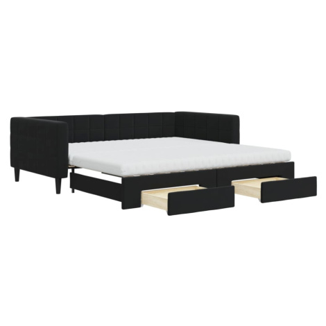 vidaXL Rozkladacia denná posteľ so zásuvkami čierna 100x200 cm zamat