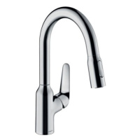 Drezová batéria Hansgrohe Focus s vyťahovacou spŕškou, 2 prúdy chróm 71821000