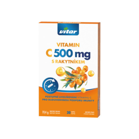 VITAR Vitamín C 500 mg s rakytníkom  s postupným uvoľňovaním 30 kapsúl Vitar Veteriane