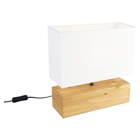 Vidiecka stolová lampa drevená s bielym tienidlom - Valesca TRIO