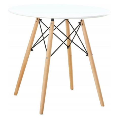 Okrúhly škandinávsky stôl bielej farby