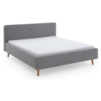 Sivá čalúnená dvojlôžková posteľ s úložným priestorom a roštom 160x200 cm Mattis – Meise Möbel