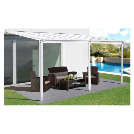 Hliníková pergola LANITPLAST WALL 43 biela + číry PC LG2126