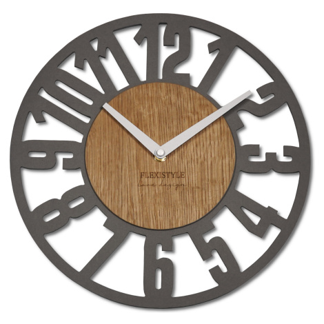 Nástenné drevené hodiny Loft Arabico Flex z220-1ad-2-x, 30 cm
