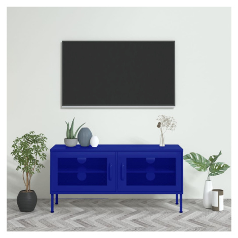 vidaXL TV skrinka námornícka modrá 105x35x50 cm oceľ