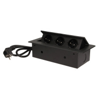 Nábytková zásuvka výklopná 3x230V IP20 2mm oblá čierna - 3m kábel (ORNO)