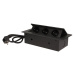Nábytková zásuvka výklopná 3x230V IP20 2mm oblá čierna - 3m kábel (ORNO)