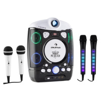 Auna Set: karaoke systém Kara Projectura, čierny + dva mikrofóny Kara Dazzl, LED podsvietenie