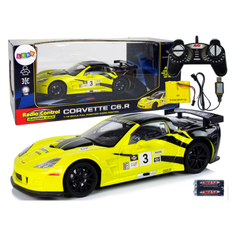 mamido  Športové pretekárske auto RC 1:18 Corvette C6.R žlté 2.4 G so svetlami'