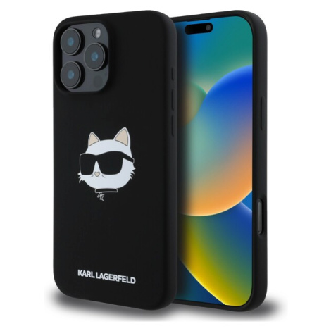 Karl Lagerfeld Liquid Silicone Chúpette Head MagSafe kryt iPhone 16 Pro čierny