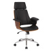 Estila Dizajnová kožená otočná kancelárska stolička Madison s drevenými prvkami na kolieskach hn
