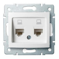 DOMO   Dvojitá dátová zásuvka , nezávislá (2xRJ45Cat 5e Jack) Biela