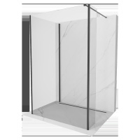 Mexen Kioto, 3-stenová sprchová zástena Walk-In Walk-in 100 x 85 x 30 cm, 8mm číre sklo, čierny 