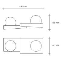 Nástenné svietidlo Cicladi, 2 svetlá, šírka 43 cm, biela, omietka, GX53