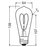 OSRAM LED Vintage ST64 E27 8W 922 Heart Filament zlatá stmavená