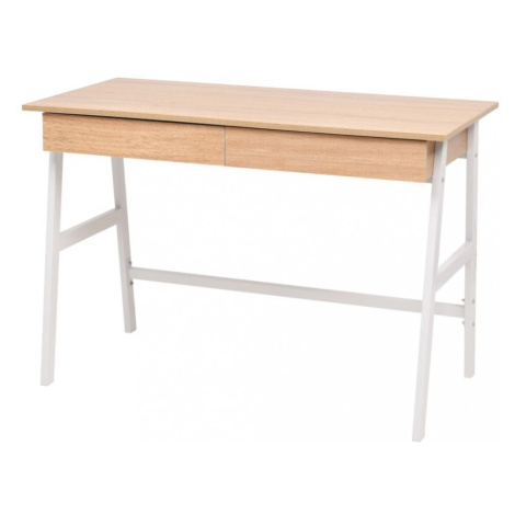 Písací stôl 110x55 cm dub / biela Dekorhome,Písací stôl 110x55 cm dub / biela Dekorhome vidaXL