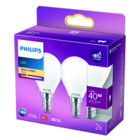 Philips kvapková LED E14 4,3W 2 700K opálová 2ks
