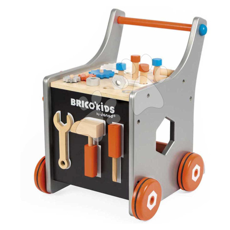 Drevené chodítko a vozík s náradím Magnetic DIY Trolley BricoKids Janod 25 dielov od 18 mes