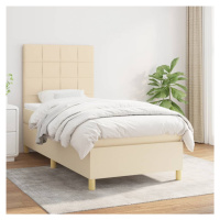 vidaXL Posteľný rám boxspring s matracom krémový 90x190 cm látka