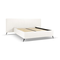 Krémová čalúnená dvojlôžková posteľ s úložným priestorom a roštom 140x200 cm Walter – Milo Casa