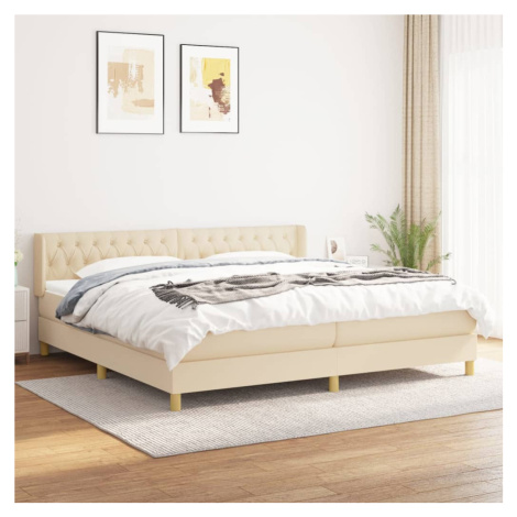 vidaXL Posteľný rám boxspring s matracom krémový 160x200 cm látka