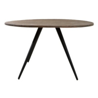Okrúhly jedálenský stôl v čiernej a tmavohnedej farbe s doskou z akácie ø 140 cm Turi – Light & 