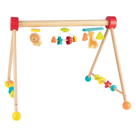 Playtive Drevená hrazda s hračkami pre bábätká (levík a žirafka)