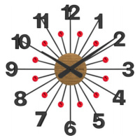Drevené čierne hodiny s červenými kameňmi Vlaha design VCT1083, 49cm