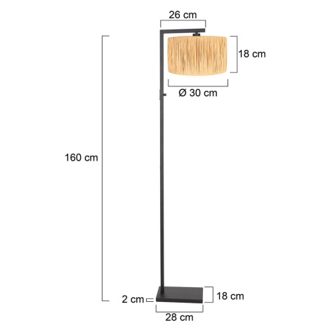 Stojacia lampa Stang, prírodné prútie