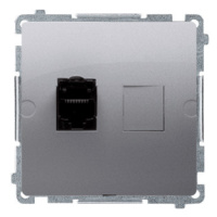 Zásuvka dátová 1xRJ45 Cat.6 tienená krytka nerez metal. SIMON Basic (simon)