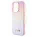 Guess PU Leather Iridescent Metal Script Zadný Kryt pre iPhone 15 Pro Pink