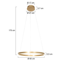 LED závesné svietidlo Ringlux, Ø 60 cm 2-pl. zlatá