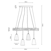 Závesná lampa Como, 4-plameňová, orech