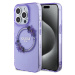 Guess PC/TPU Flowers Ring Glossy Logo MagSafe Zadný Kryt pre iPhone 15 Pro Purple