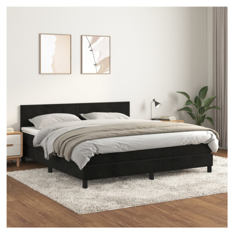 vidaXL Posteľný rám boxspring s matracom čierny 180x200 cm zamat