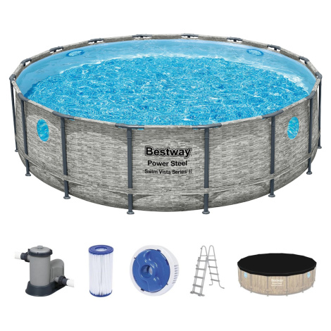 Bestway Bazén Power Steel SwimVista čerpadlo kartuše schod. kameň. pr.488x122cm