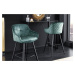Estila Dizajnová glamour barová stolička Rufus s modrozeleným zamatovým poťahom a čiernou kovovo