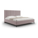 Svetloružová čalúnená dvojlôžková posteľ s úložným priestorom s roštom 160x200 cm Casey – Mazzin