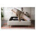 Béžová čalúnená dvojlôžková posteľ s úložným priestorom a roštom 140x200 cm Mattis – Meise Möbel