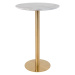 Norddan Dizajnový okrúhly barový stôl Kane 70 cm imitácia mramoru / mosadz