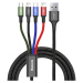 Kábel Baseus CA1T4-A01, Fast 4in1 2x Lightning USB-C MicroUSB 3.5A, 1.2m, čierny