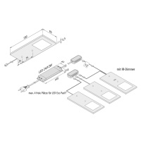 Podhľadové LED svietidlo Eco-Pad F 3x 3000K hliník