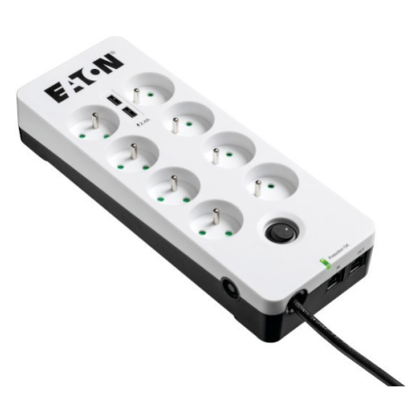 Eaton Protection Box 8 Tel @ USB FR, prepäťová ochrana, 8 zásuviek, 2x USB nabíjačka, 1m