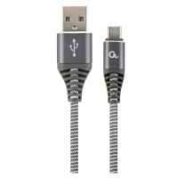 GEMBIRD CABLEXPERT Kábel USB 2.0 AM na Type-C kábel (AM/CM), 2m, opletený, šedo-biely, blister, 