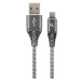 GEMBIRD CABLEXPERT Kábel USB 2.0 AM na Type-C kábel (AM/CM), 2m, opletený, šedo-biely, blister, 